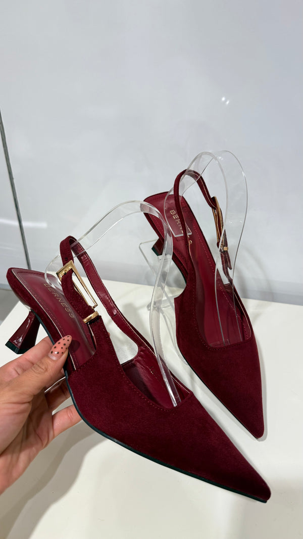 254 ZAPATILLA PICUDA GAMUSA BURGUNDY-BEIGE-BLACK