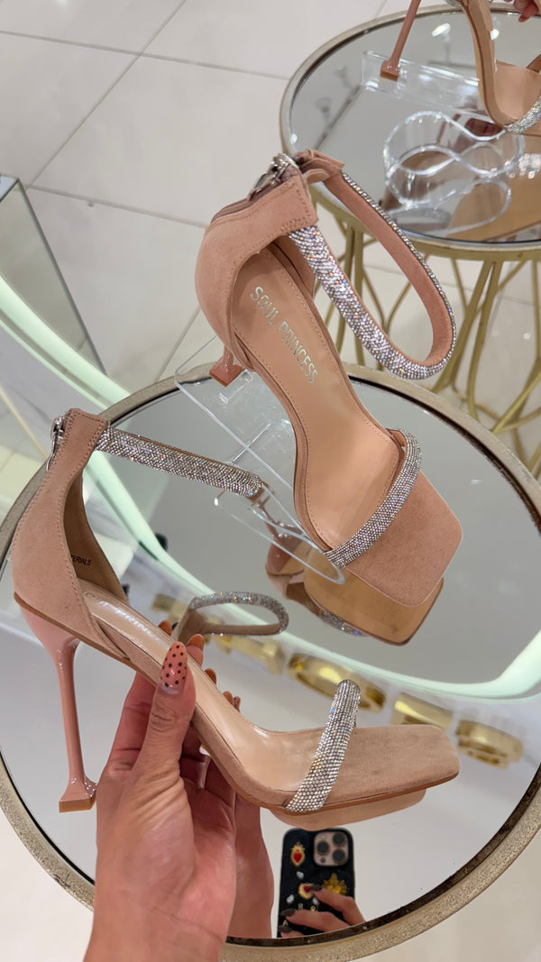 105 ZAPATILLA PULCERA CON PEDRERÍA NUDE-NEGRO-SILVER