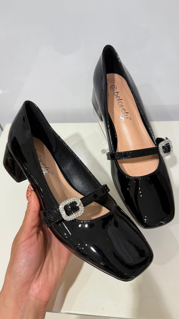 242 Zapatito charol negro - burgundy