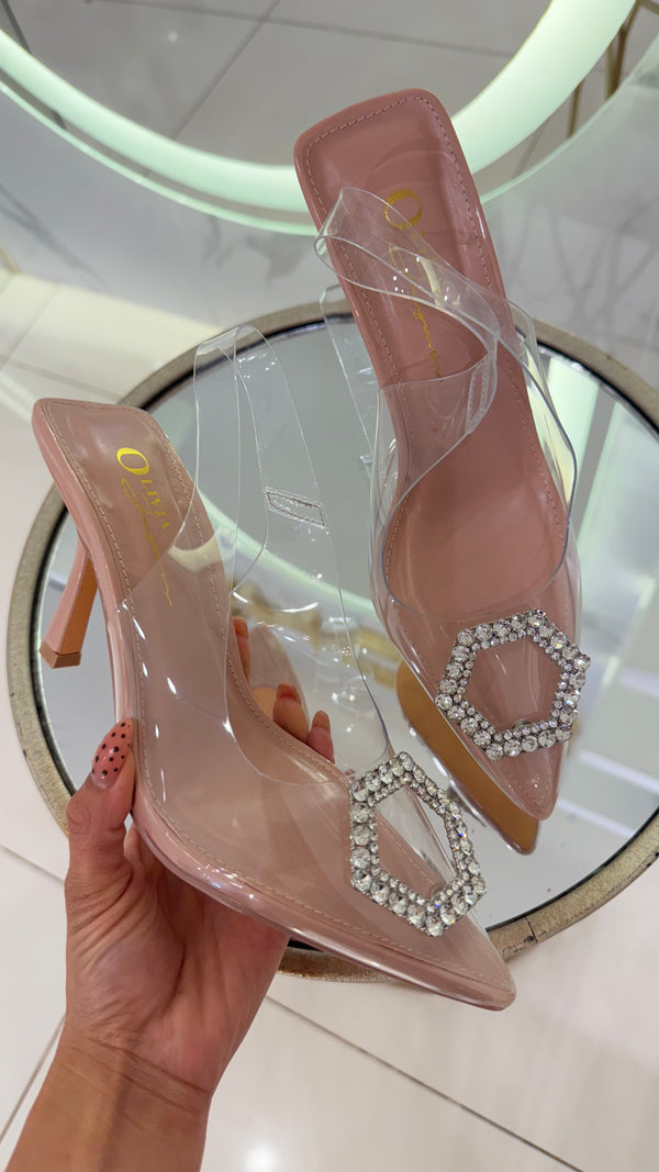 190 Zapatilla clear-nude con pedrería