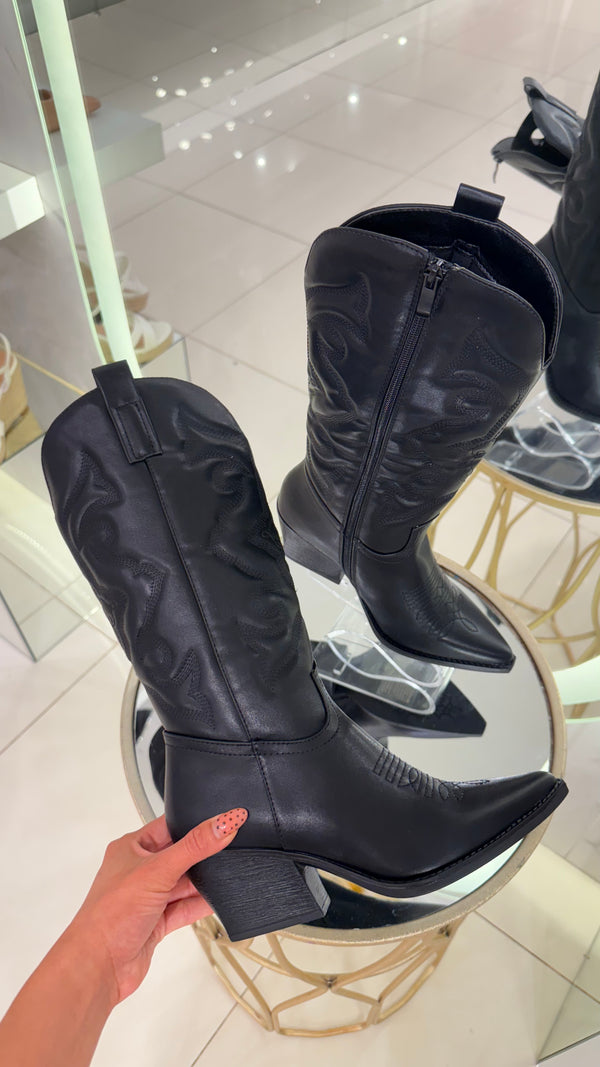 233 BOTA VAQUERA NEGRA-CAMEL-BROWN-BURGUNDY