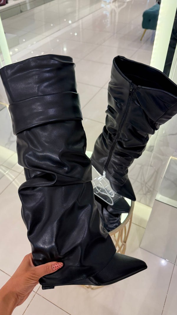 251 BOTA ALTA VINIPIEL CORRUGADO CAFÉ-NEGRO-IVORY